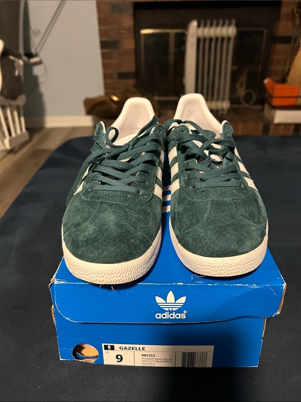 adidas Gazelle Suede Sneakers in Green and White